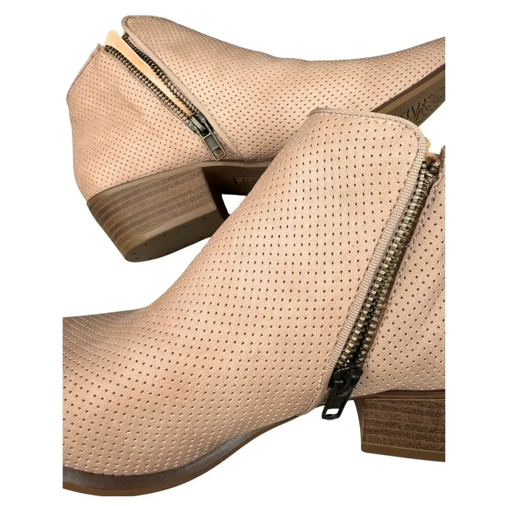 Esprit Womens Ankle Booties Tara Textured Perforated Zipper Sz 7.5 Blush Western